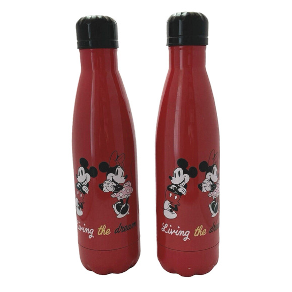 Disney Water Bottles Red‎ Mickey Minnie Mouse Insulated Stainless Steel Drinking - Picture 1 of 9
